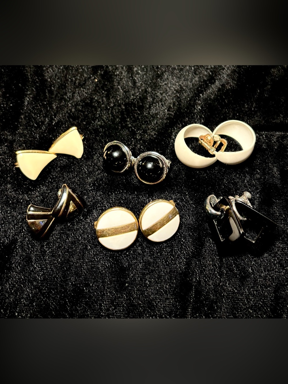 Vintage Clip On Earring Lot Of 6 All Signed Monet Napier Trifari Avon, Costume